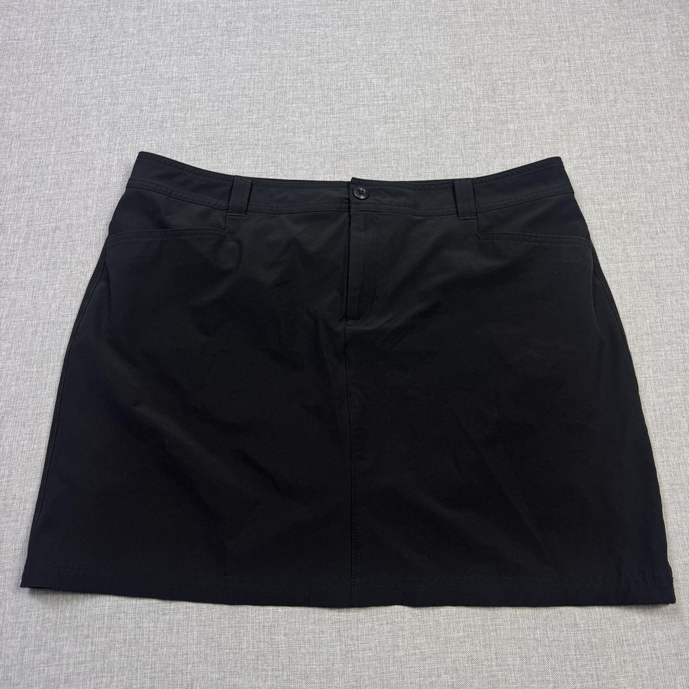 Eddie Bauer Skort Womens 16 Black Athletic Lined Pockets Zip Stretch Lightweight